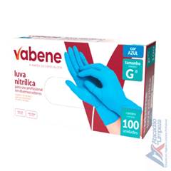 LUVA NITRILICA G AZUL S/PO C/100 VABENE