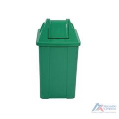 LIXEIRA 100LT QUAD. C/ TP BASC.VD VIDROS